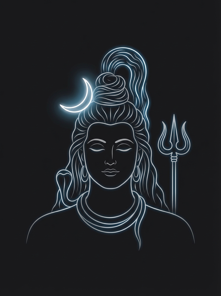 Shiva — Neon Line Art
